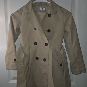 Uniqlo Beige Double-Breasted Kids Trench Coat